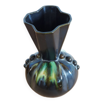 Vase Art Nouveau en céramique type grès flammé