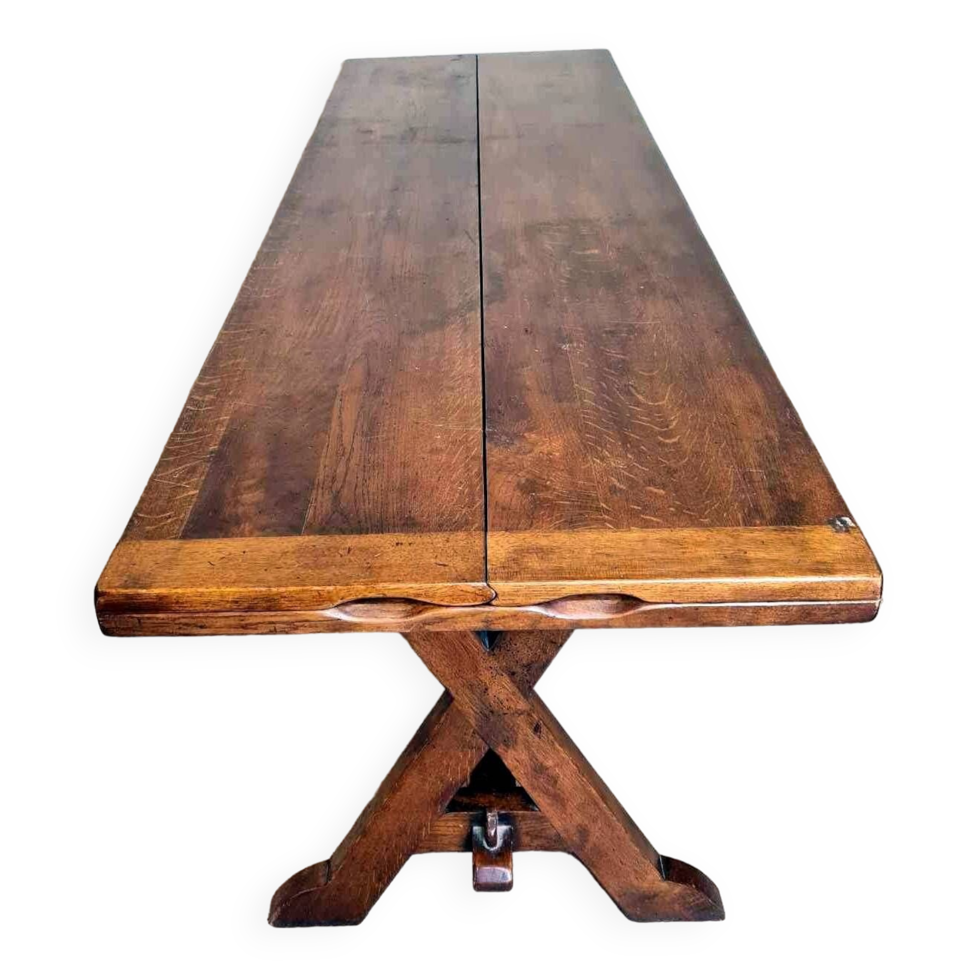 Superb Vintage Brutalist table from the 60s in solid wood