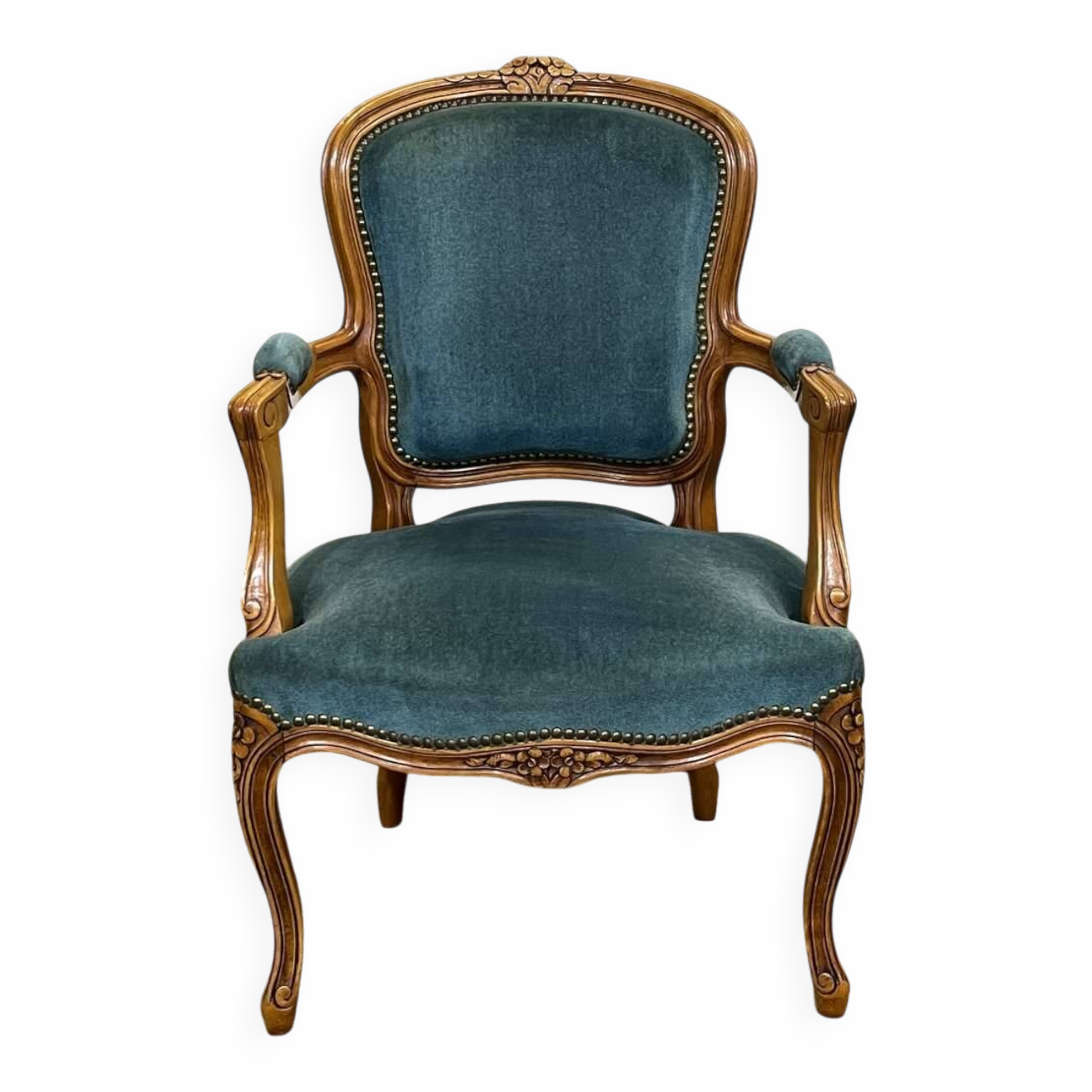 Louis XV style cabriolet armchair in beech wood