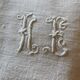 12 old damask linen napkins with monogram, 60x74 cm
