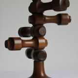 Adjustable wooden turned candelabra, 1970s.