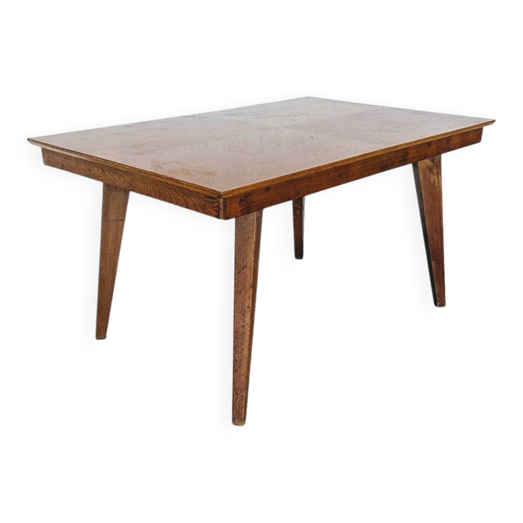 Vintage Scandinavian wooden dining table with tapered legs.