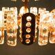Midcentury gold crystal suspension by Orrefors, Fagerlund