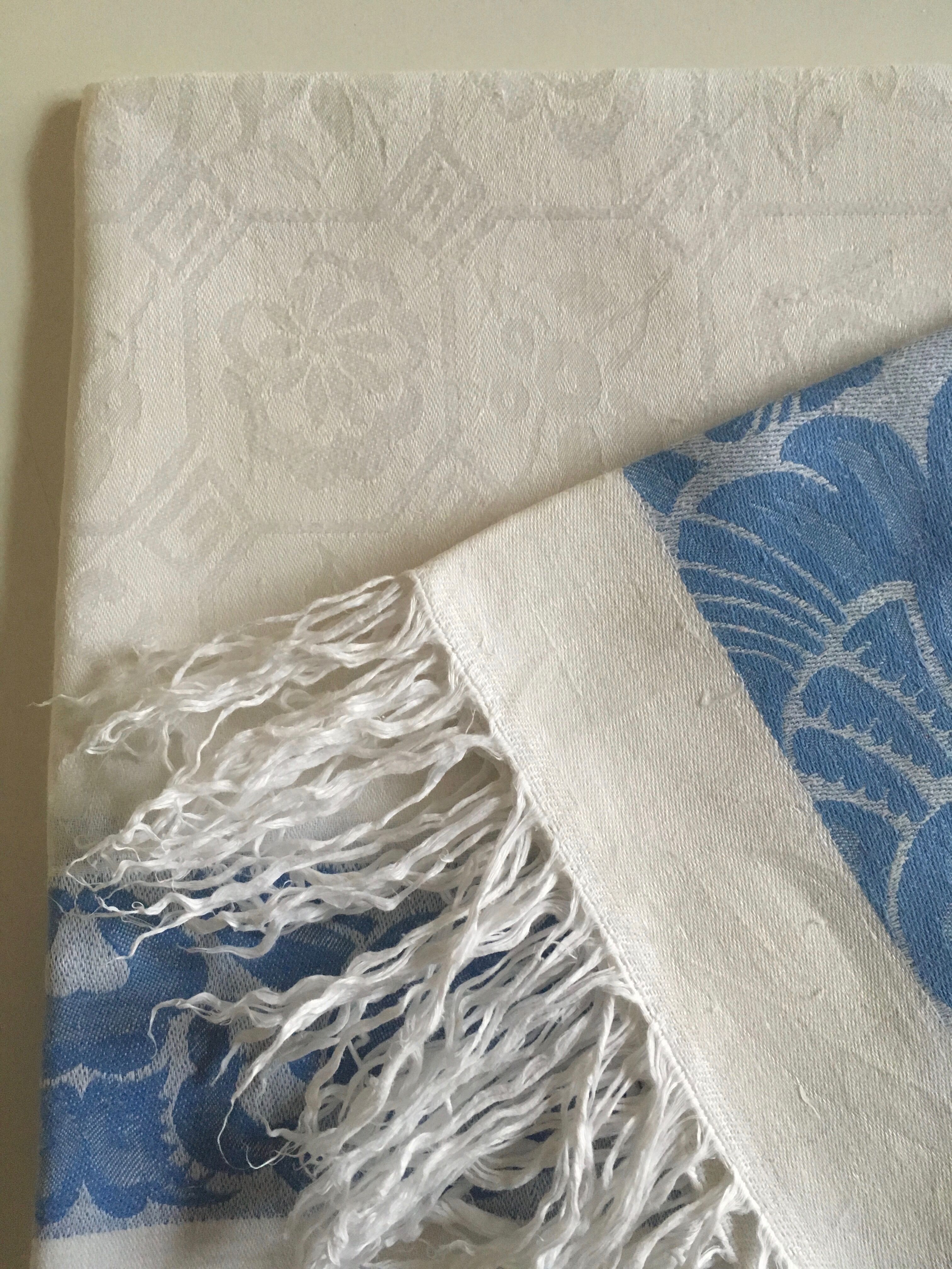 1910's fringed linen damask slick