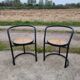 Set 2 tub chair Italian design black tubular metal frame - cane seat