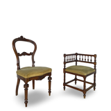 2 chaises et 1 chaise de coin italiennes, années 1950