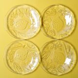Set of 4 Kosta Boda Tropic Glass Dessert Plates, Scandinavian Fruit Design