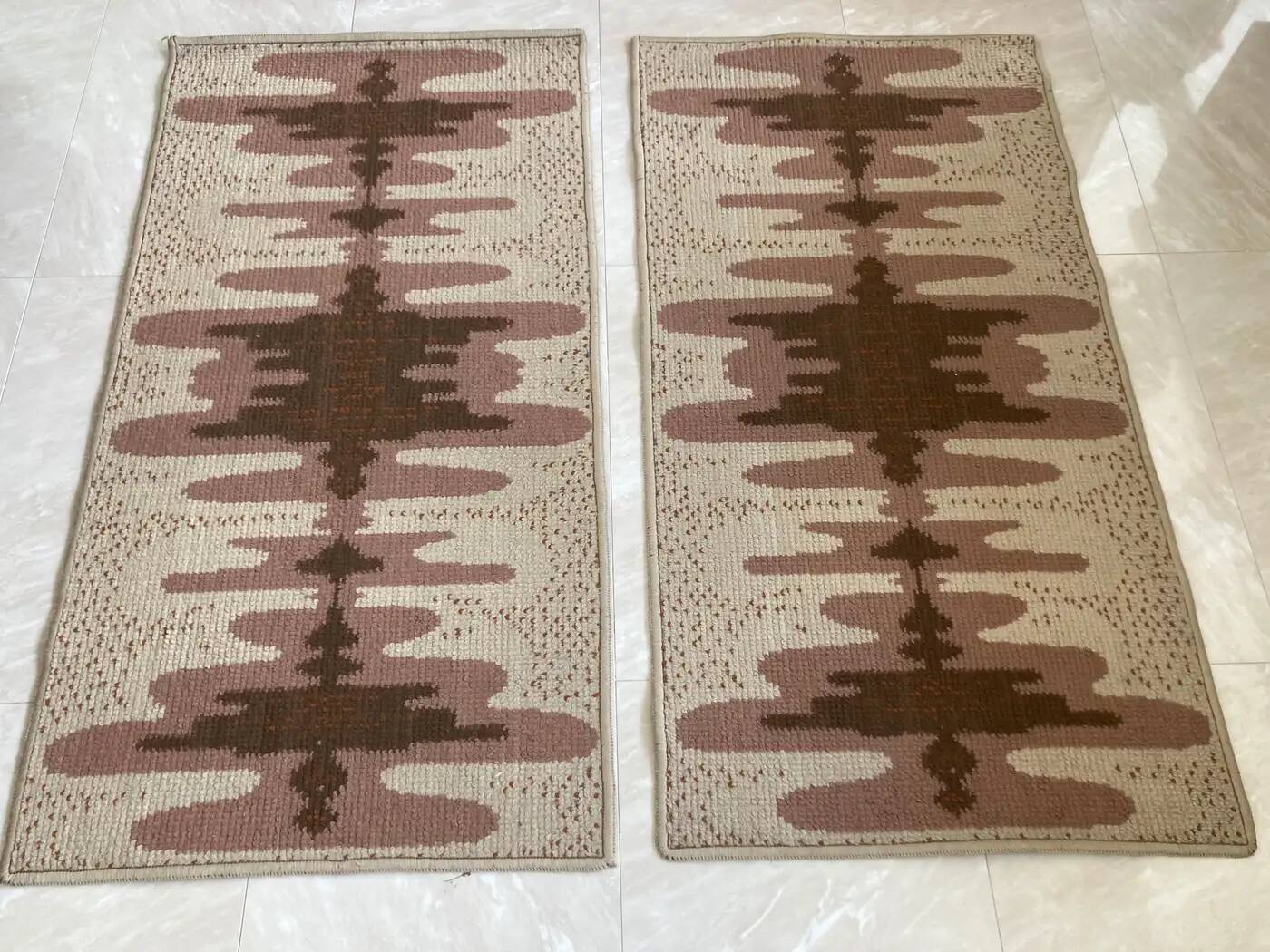 Pair of two design organic Scandinavian style carpets, 1970s / Czechoslovakia
