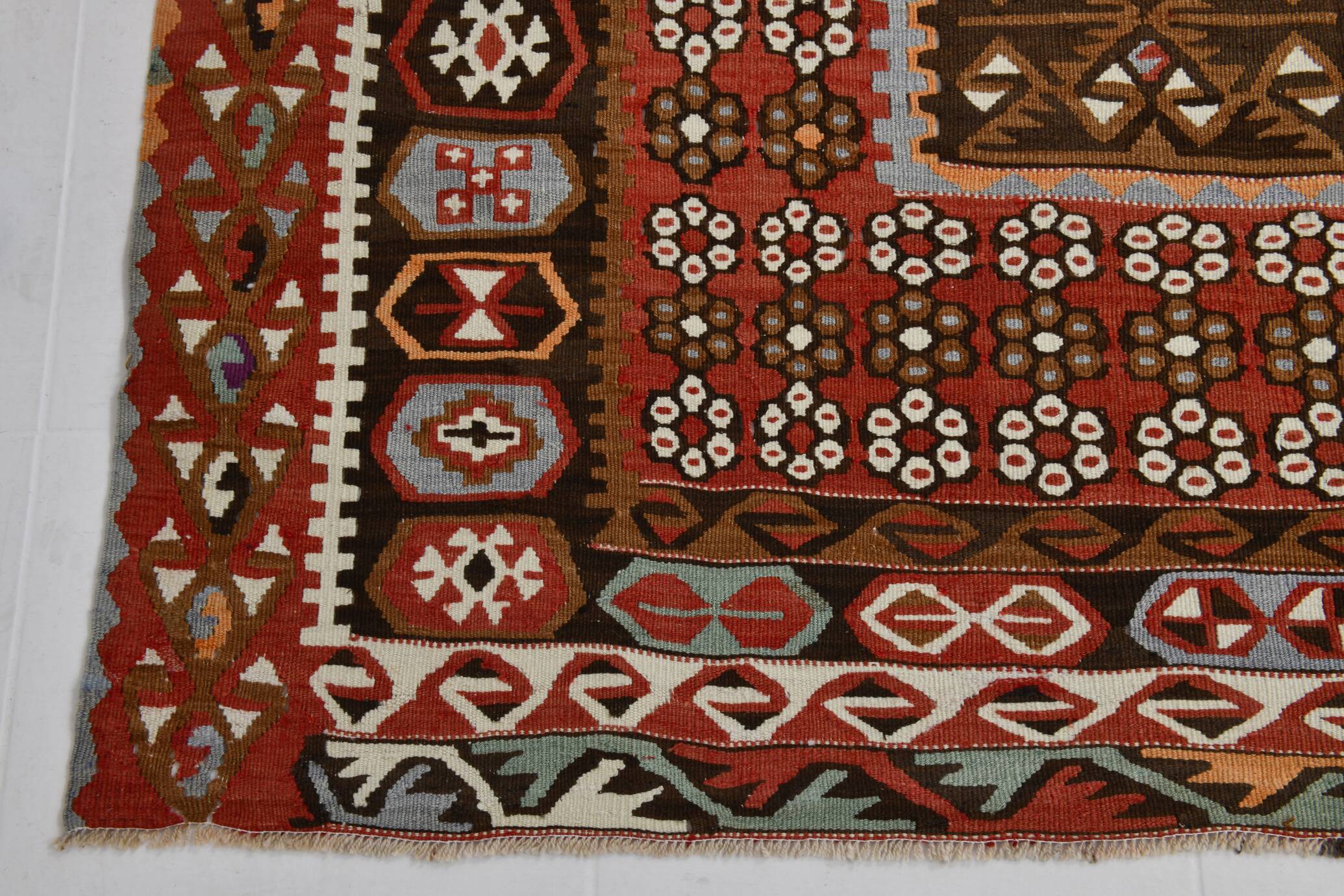 6x14 Rare Siz Anatolian Kilim Rug, 183x416Cm Turkish Kilim Carpet