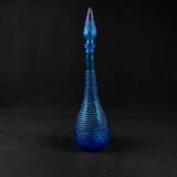 Vintage 1970s Empoli pressed blue molded glass carafe/bottle