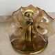 MidCentury Sputnik Flower Ceiling Flush Mount, Amber Murano Glass, Sische, 1960s