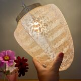 Vintage art deco globe pendant light in pink clichy glass