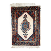 Tapis vintage fait main Hamadan en laine rouge (41cm x 59cm) – Années 1970