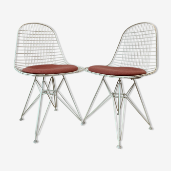 Pair of Wire chairs by Ray & Charles Eames, Vitra edition