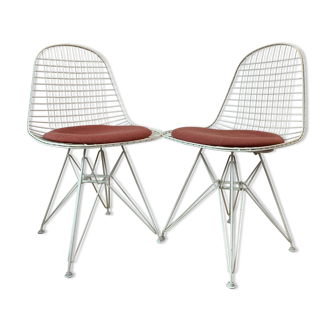 Paire de Wire chairs de Ray & Charles Eames édité par Vitra