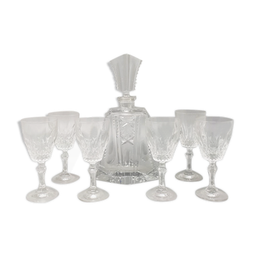 1950 crystal decanter with 6 crystal glasses