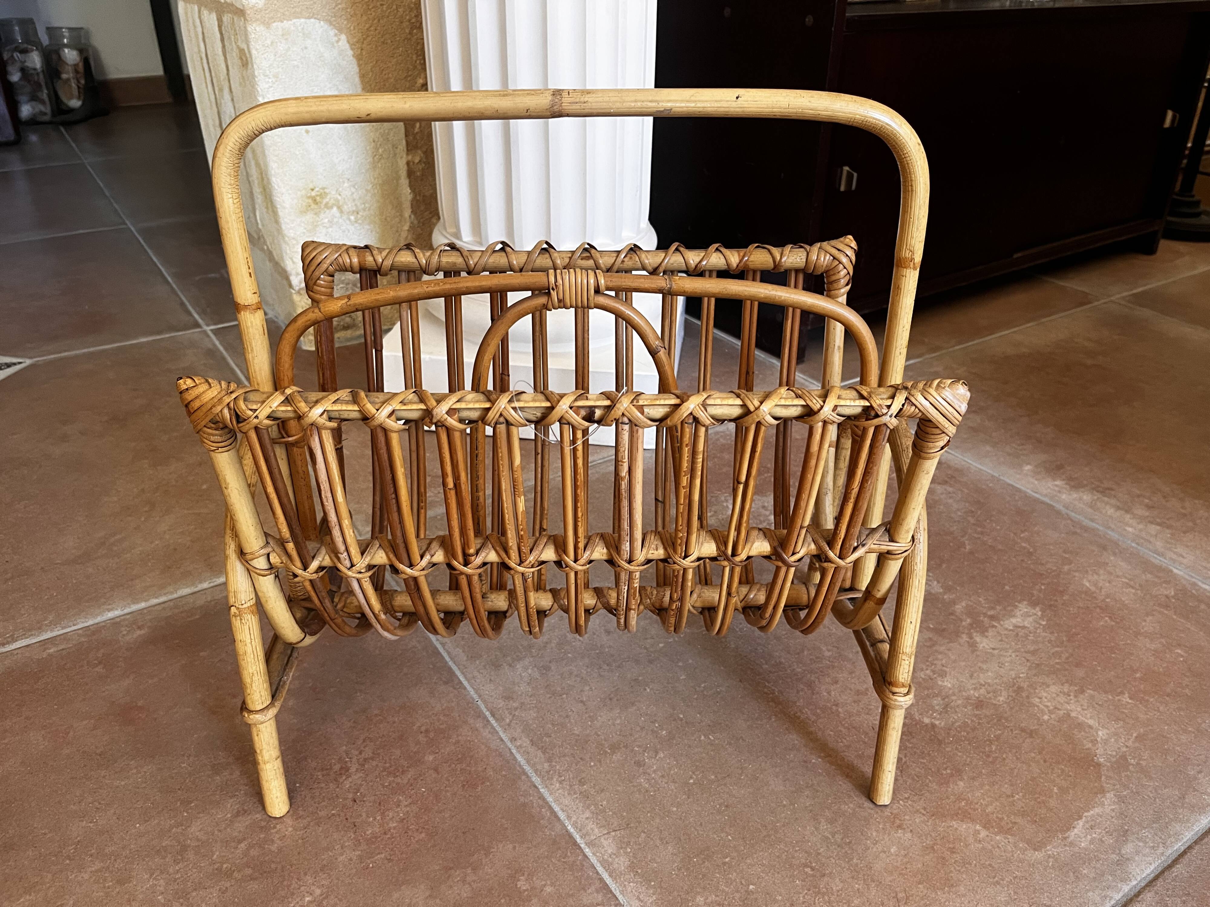 Rattan magazine rack