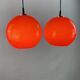 Pair of two cherry glass pendants by Peill & Putzler