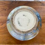 Old mougin style vase ceramic beige crystallized enamel blue france