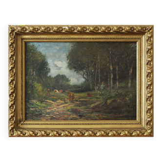 Un chemin avec des vaches Vittorio Bussolino (Turin 1853-1922)