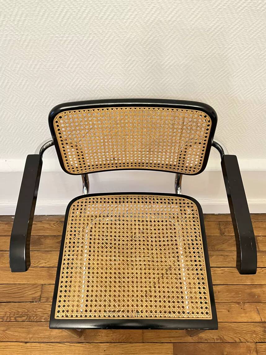 Cesca b64 black armchair by marcel breuer