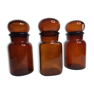 Set of three vintage amber glass coffee pots