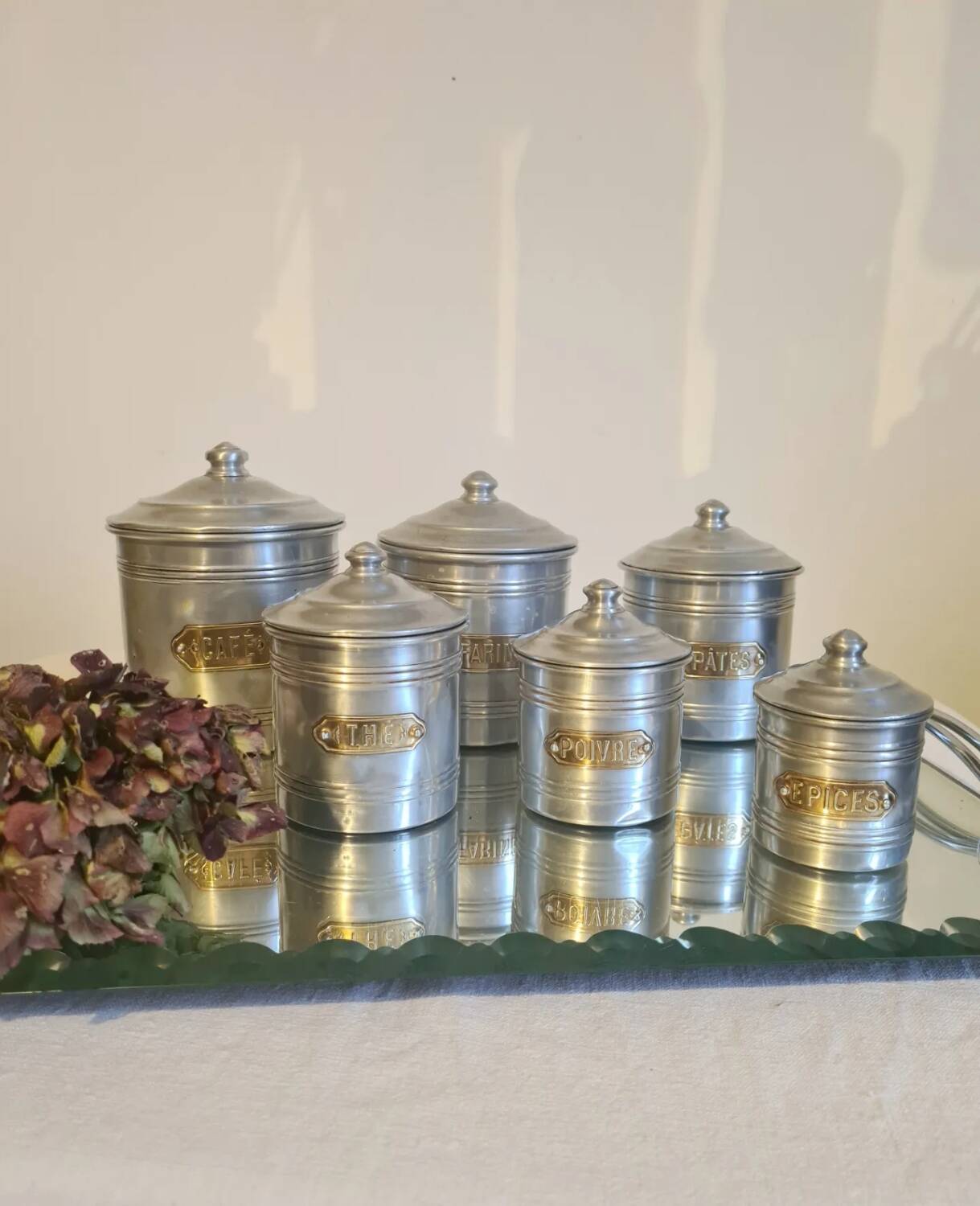 Aluminum and brass spice jars