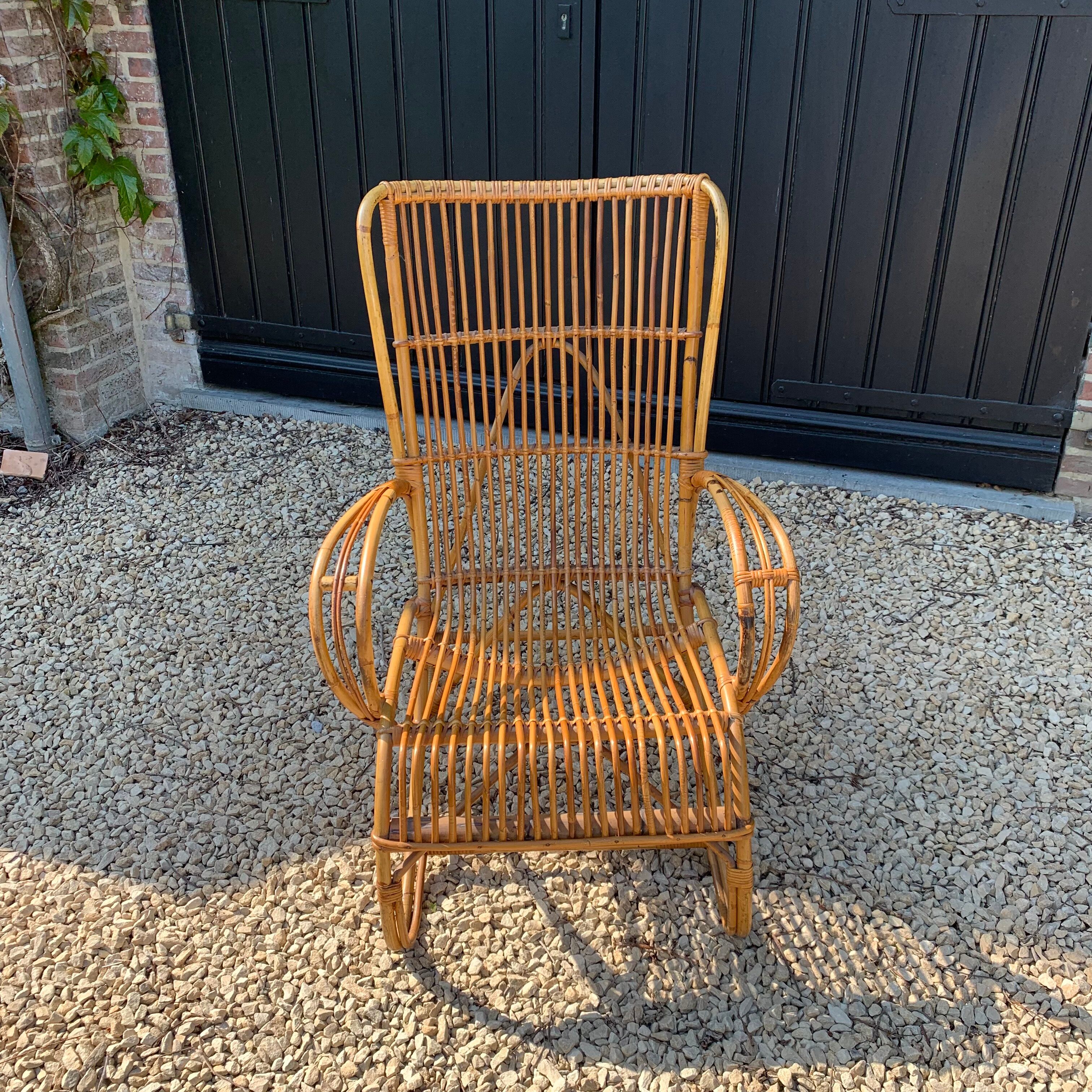 Rattan armchair circa 1960