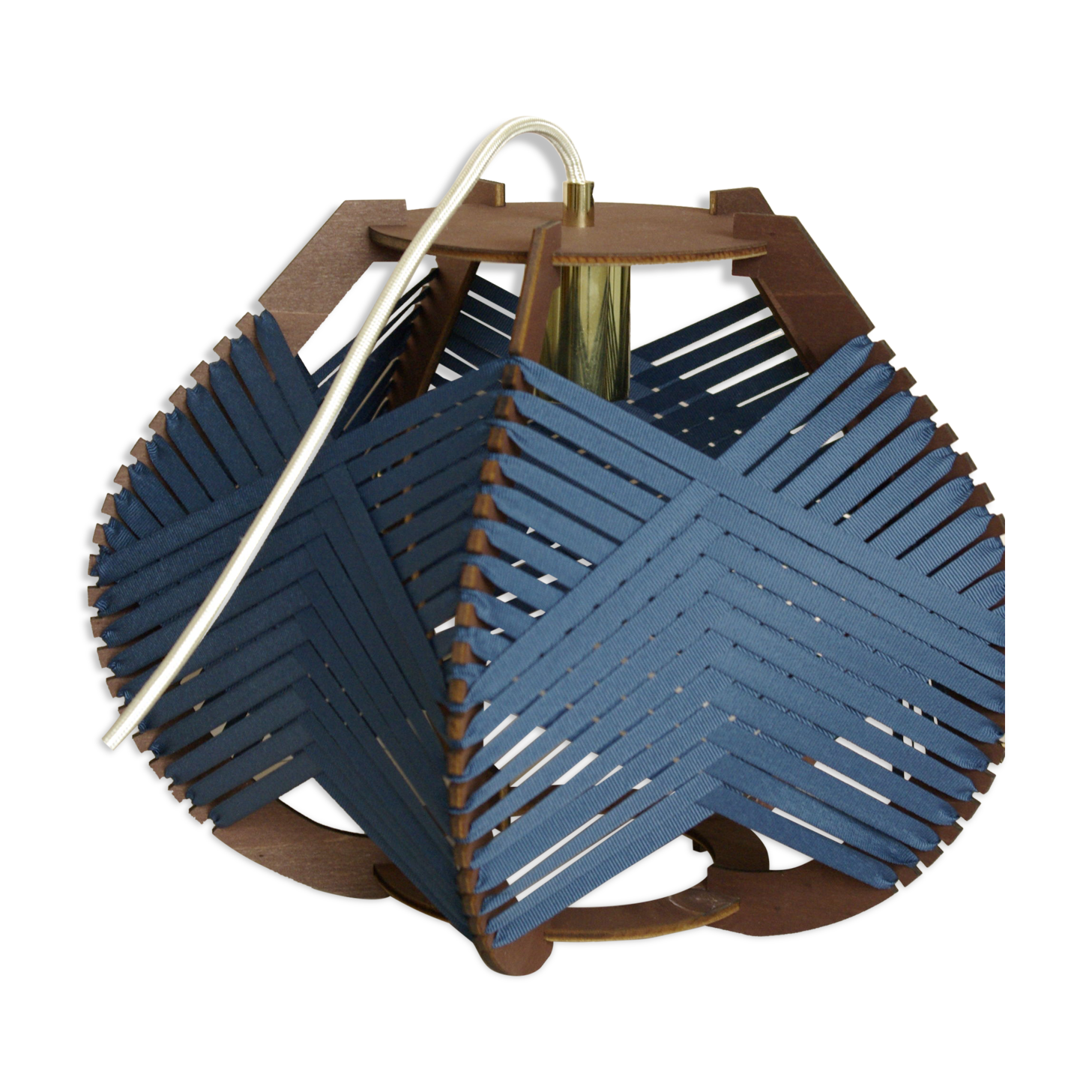 Dark blue woven lamp to install