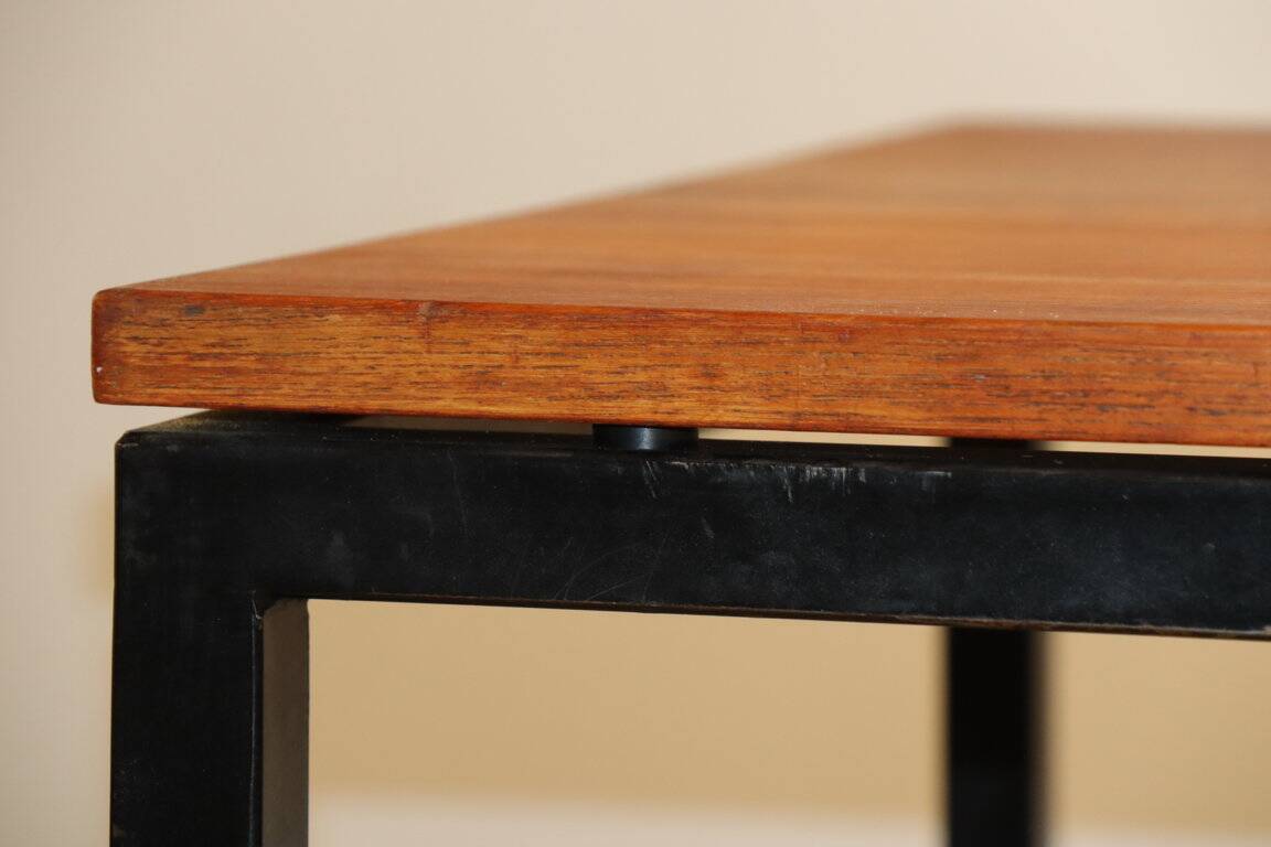 Vintage Danish teak and black lacquered metal table, 1950s