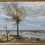 Scandinavian modern painting, 1929, Oil on board.