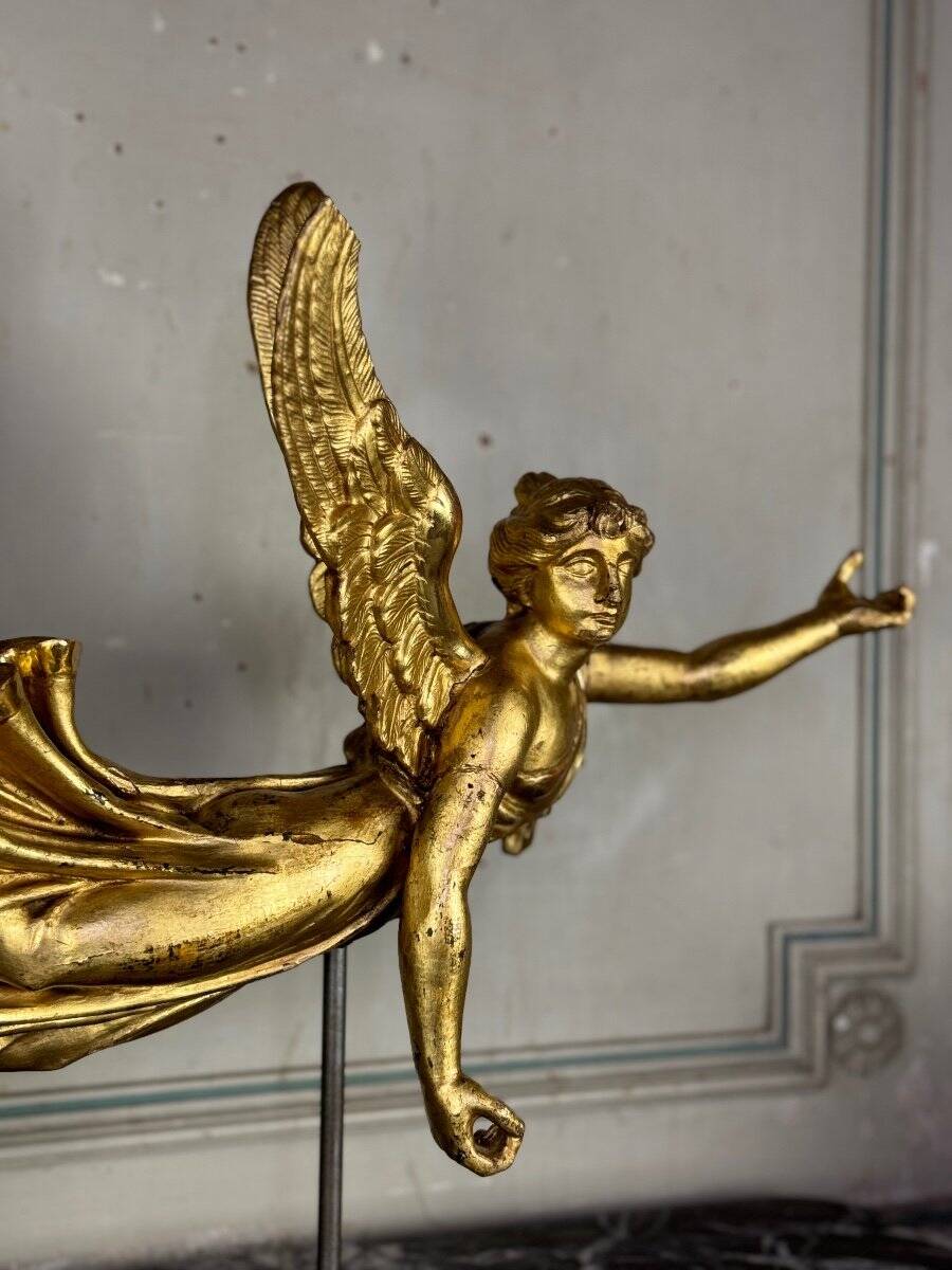 Gilded wooden sculpture, draped angel, Austria around 1800