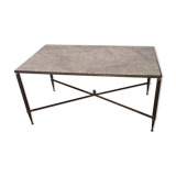 Table basse vintage laiton et marbre