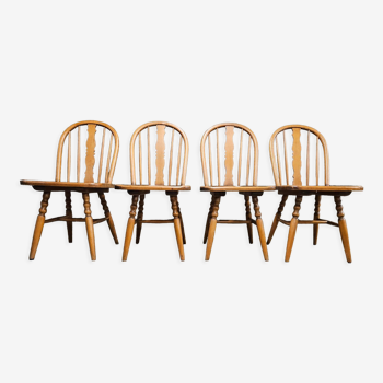 Set of 4 wooden chairs 70s