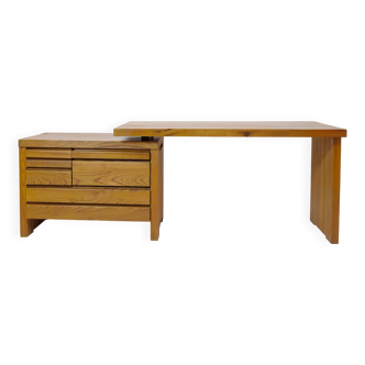 Pierre Chapo, bureau B19E en orme massif, 1970s.