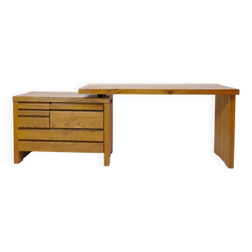 Pierre Chapo, bureau B19E en orme massif, 1970s.