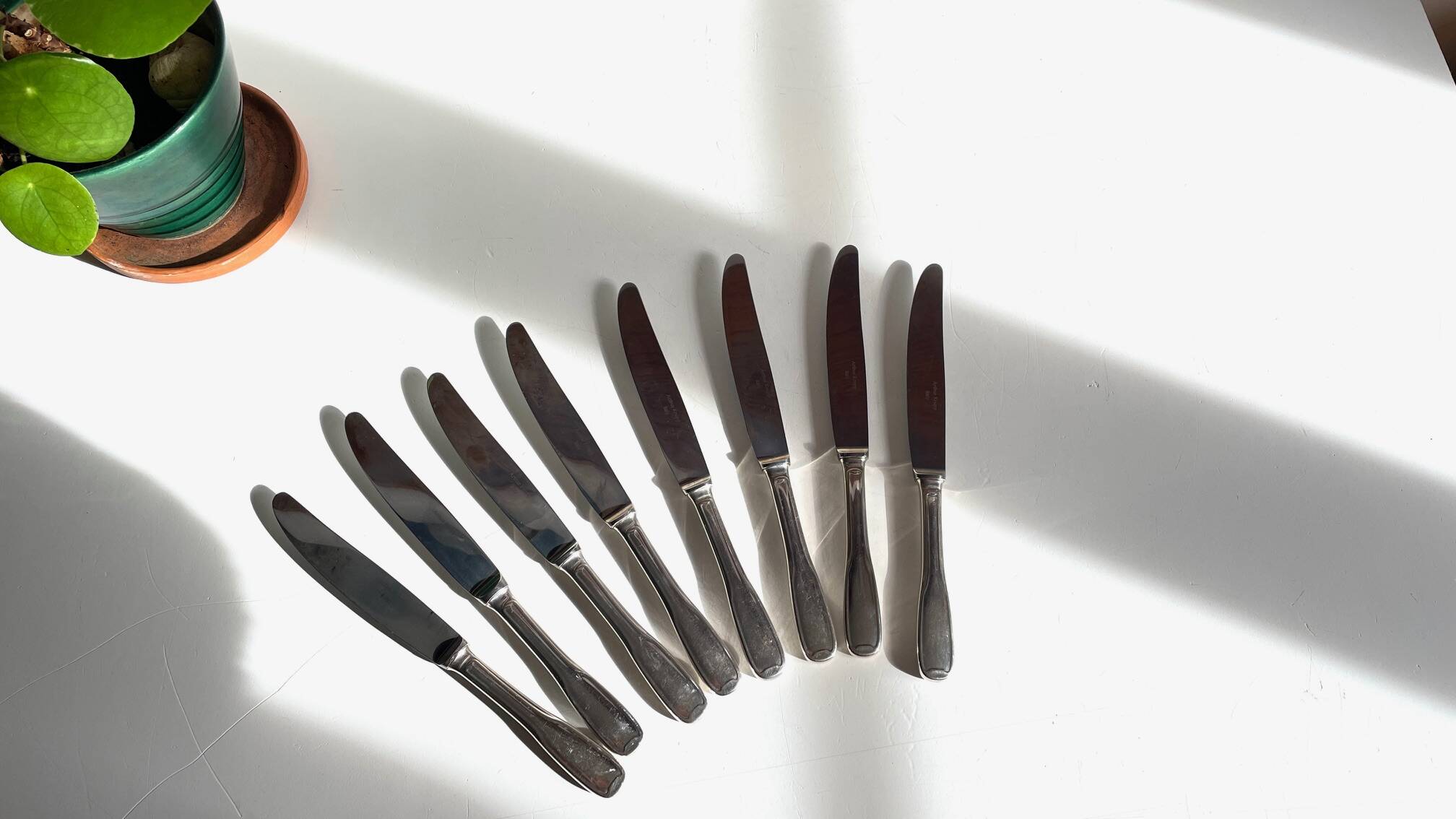 8 Table Knives A. Krupp Italy Vintage