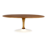 Tulip coffee table in walnut, mid-century modern style, restored by Dřevotvar, 1960s.