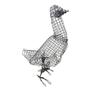 Sculpture poule en métal