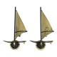 Pair of vintage sconces Sailboats in brass marine décor