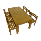 Furniture dining room table in Elm, country low 1970 s