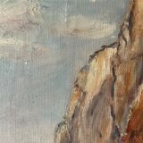 Oil on canvas - Cliffs and beach edge - F. Letailleur