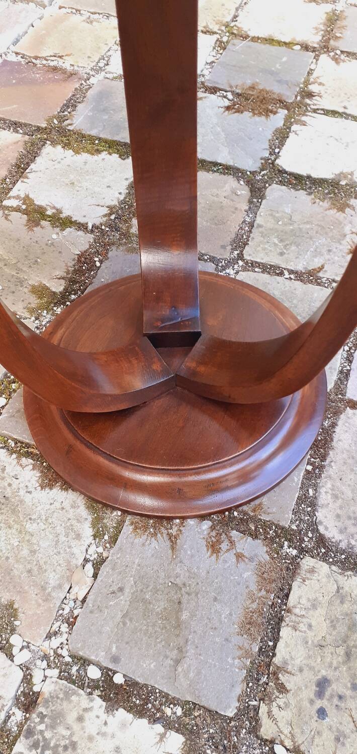 1930 Art Deco pedestal table in solid walnut