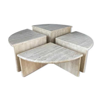 Modular travertine coffee table in four pieces, italy, 1970s