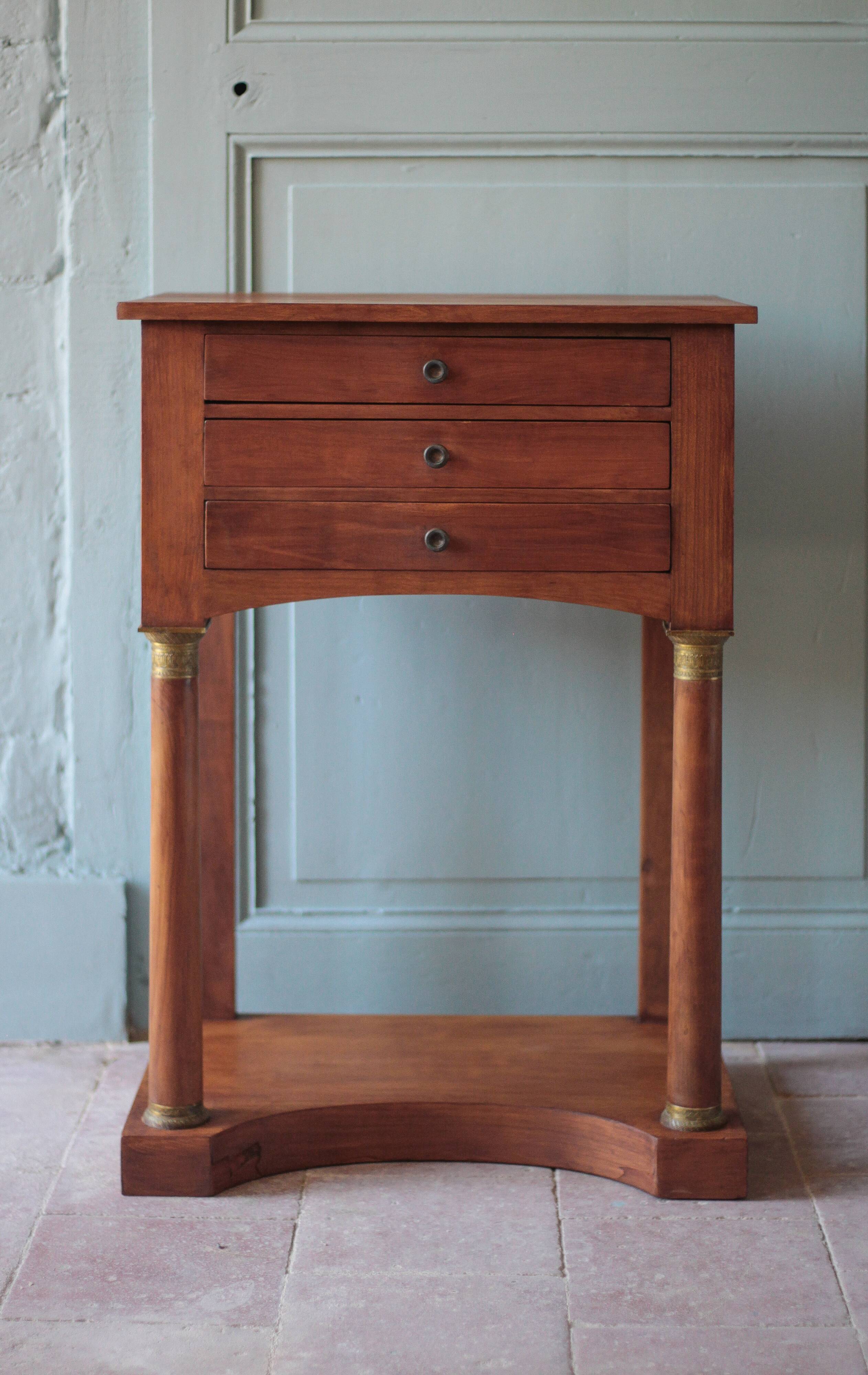 Bedside table or console in Empire style, drawer unit, end table.