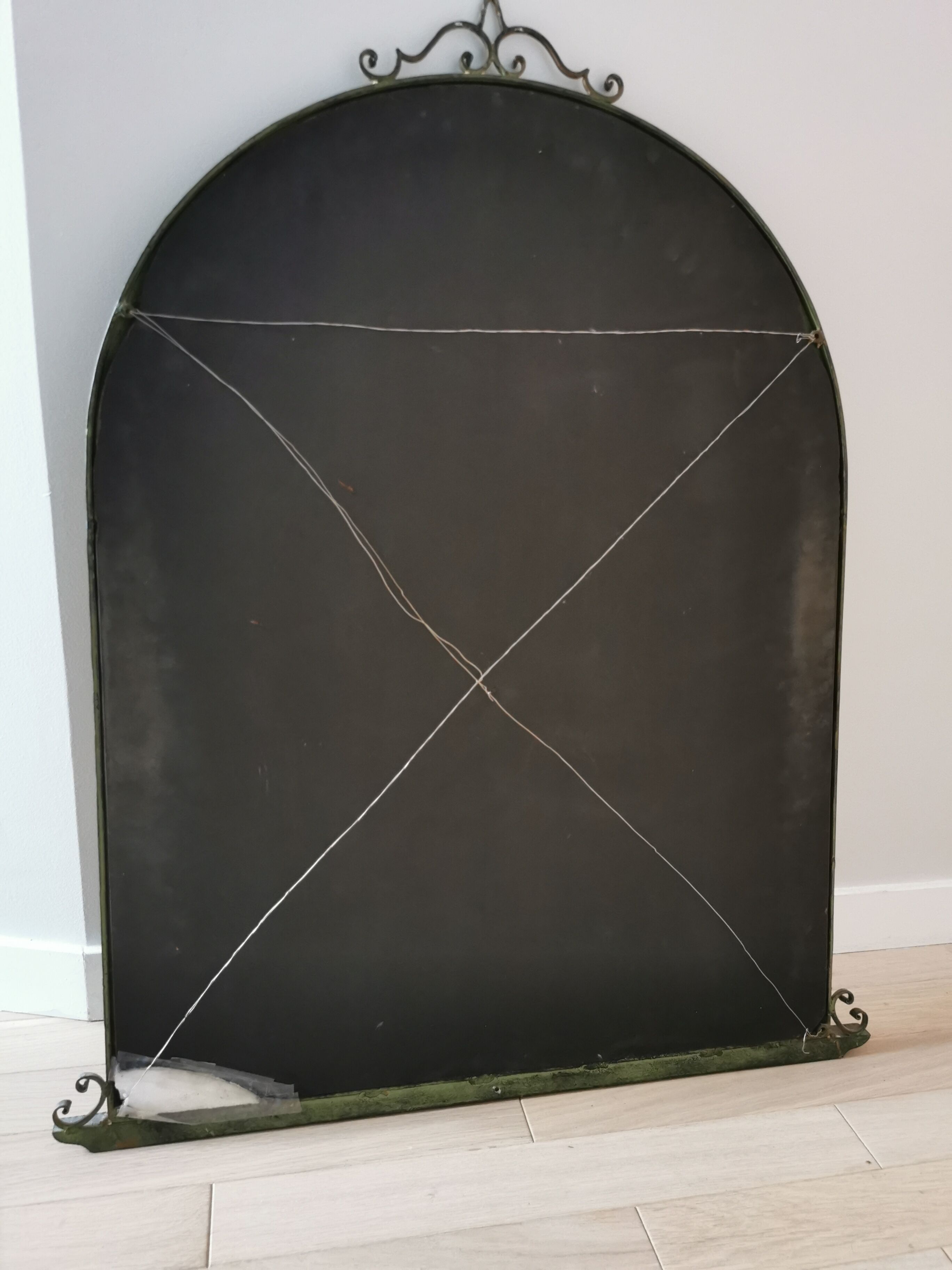 Console and mirror set - wrought iron and marble - 30s