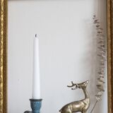 Antique candle holder in glazed ceramic