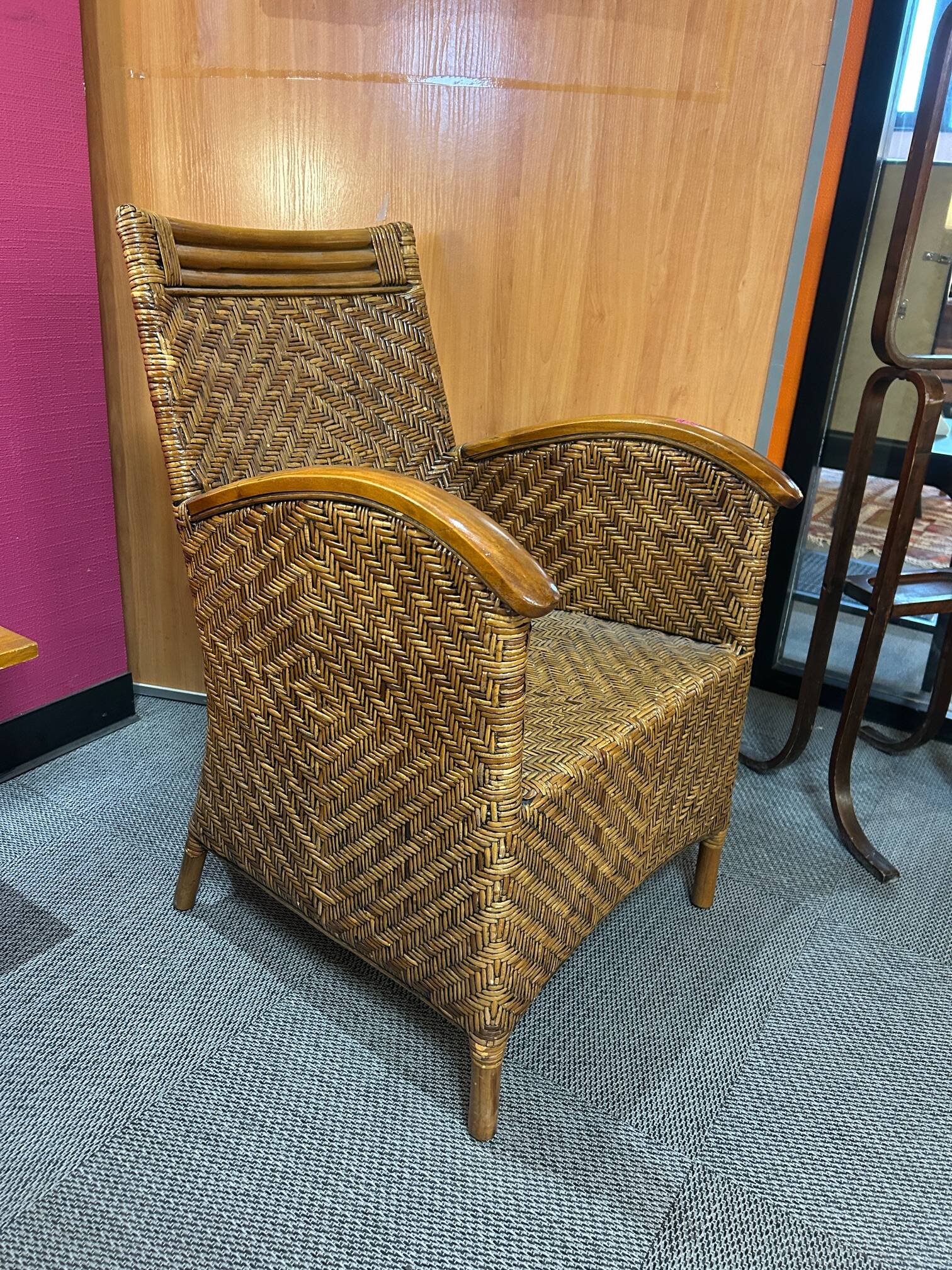 Pair of colonial wicker armchairs