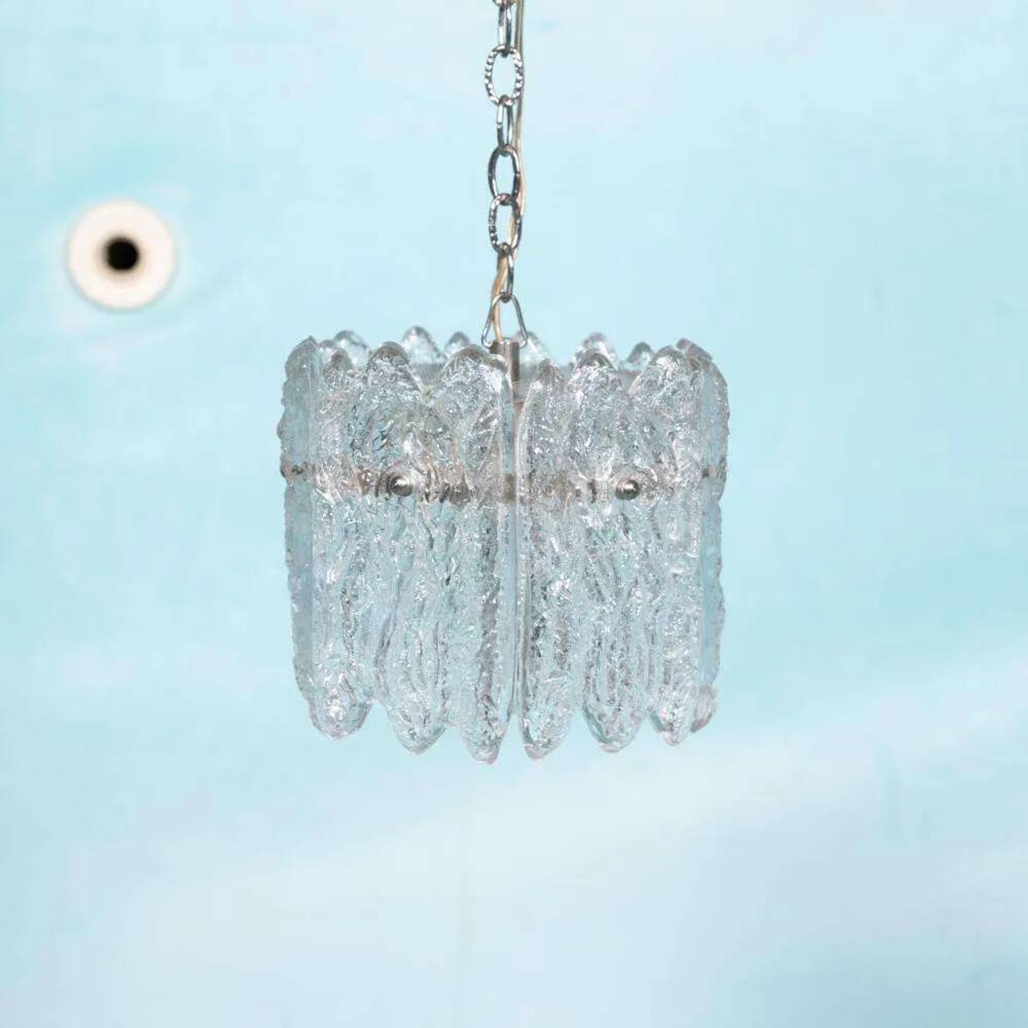 Orrefors Vintage Glass Suspension, Space Age lamp by Fagerlund