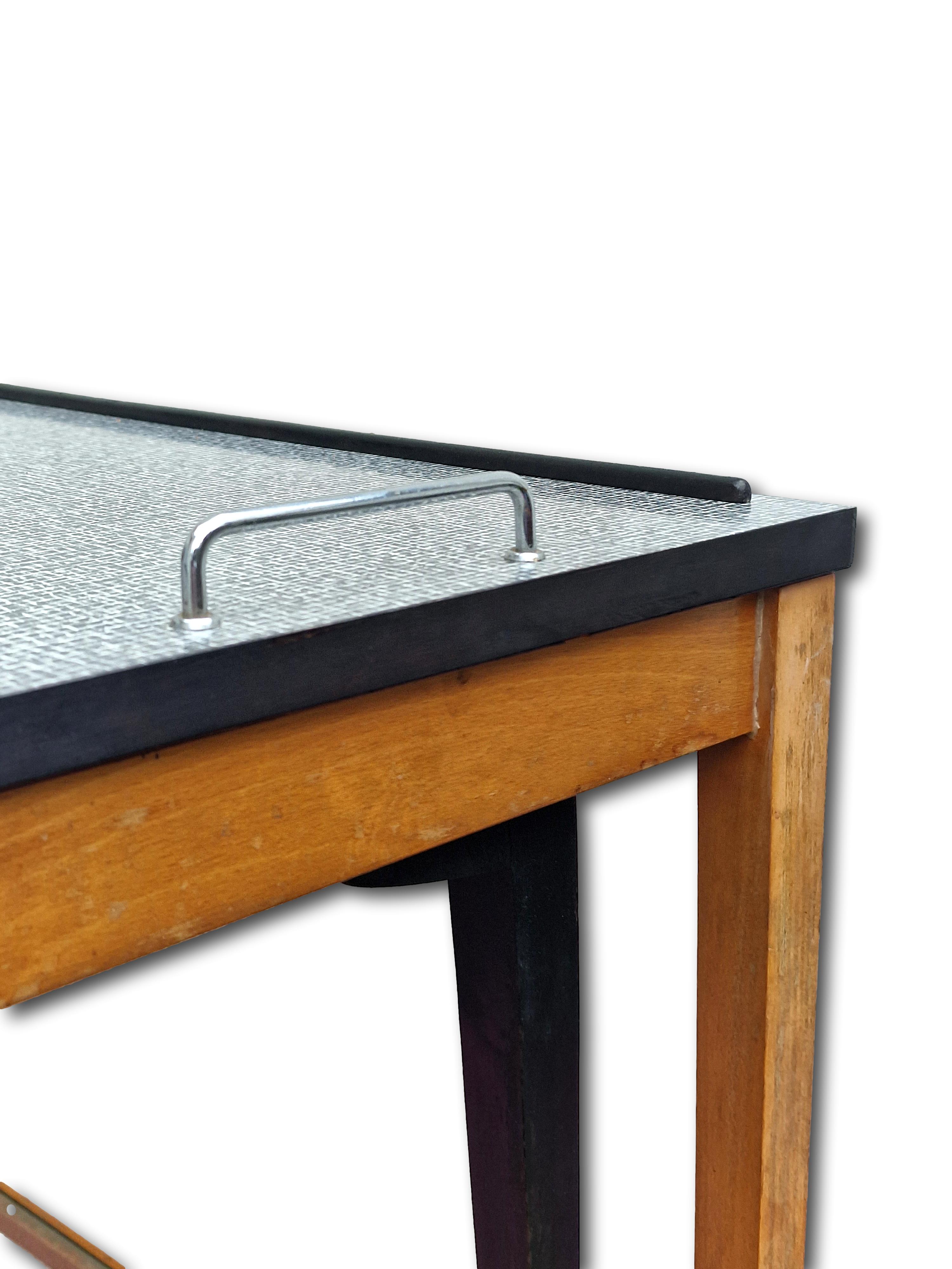 Art deco serving trolley with table and integrated tray